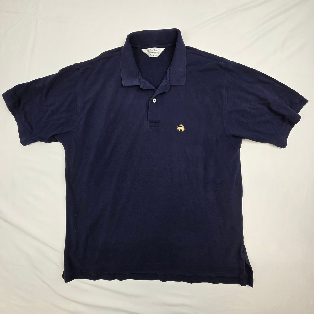Brooks Brothers Mens Golden Fleece Polo Shirt Size L Navy Blue Cotton Pique USA